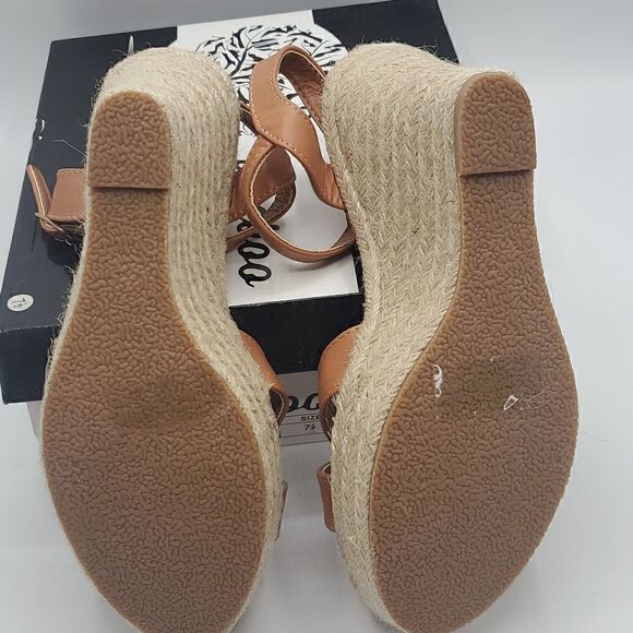Weeboo Tan Mid High Heel Wedge Strappy Buckle Espadrille Sandals Size 7.5 - Picture 14 of 17
